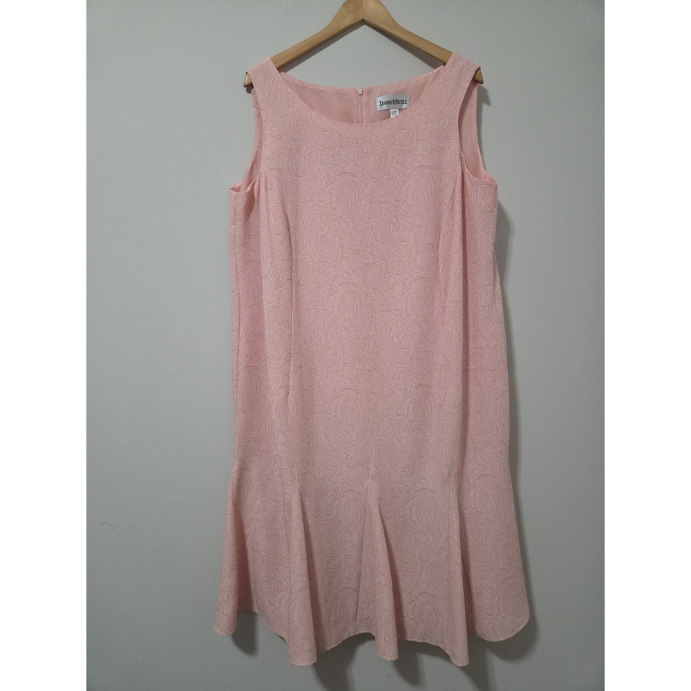 Danny & Nicole Pink‎ Paisley Jacquard Drop Waist Flounce Hem Dress Plus Size 20W